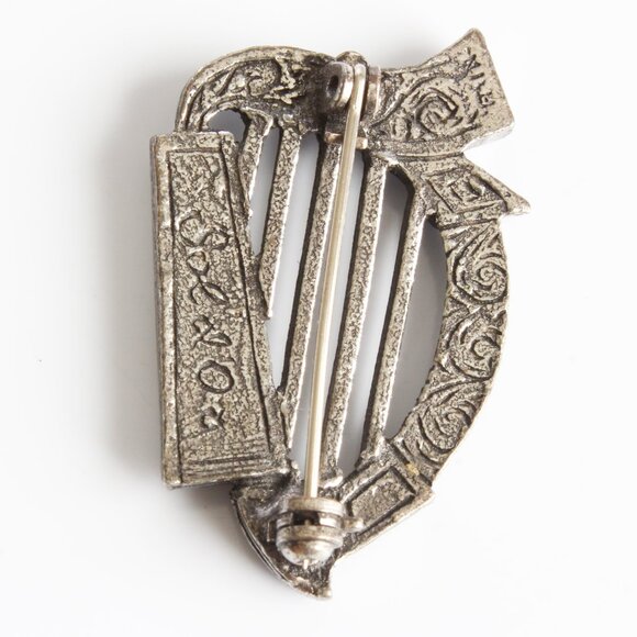 Sol D'Or Harp Brooch Pin with Stone Music Lover Retro Vintage - Picture 3 of 5